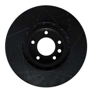 Porsche Cayenne Brake Rotor (1) - Right Front - R1 Concepts - Drilled & Slotted - Black - `11-`18